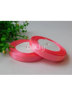Лента атласная 1.2см, бобина 23 м, ярко-розовый