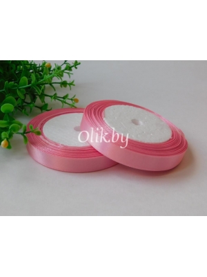 Лента атласная 1.2см, бобина 23 м, розовый