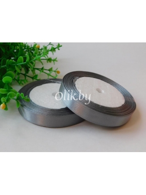 Лента атласная 1.2см, бобина 23 м, серый
