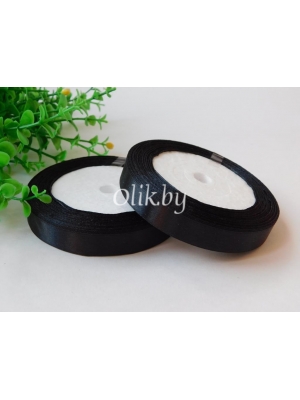 Лента атласная 1.2см, бобина 23 м, черный