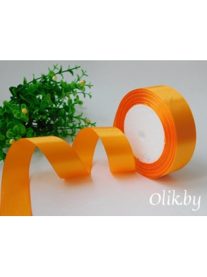 Лента атласная 2,5 см, оранжевый №025, 23м