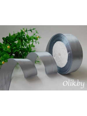 Лента атласная 2,5 см, темно-серый №180, 23 м