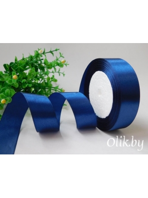 Лента атласная 2,5 см, темно-синий, 23 м