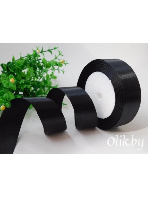 Лента атласная 2,5 см, черный, 23 м