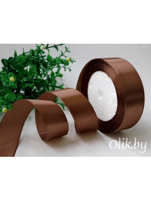 Лента атласная 2,5 см, шоколадный №070, 23 м