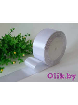 Лента атласная 4 см, белый, 23 м