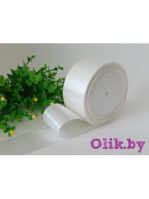 Лента атласная 4 см, молочный №042, 23 м