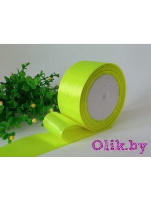 Лента атласная 4 см, лимонный, 23 м