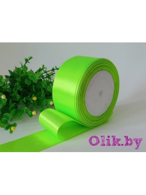 Лента атласная 4 см, лаймовый №057, 23 м