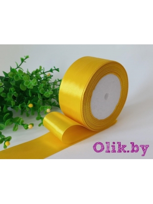 Лента атласная 4 см, желтый №132, 23 м