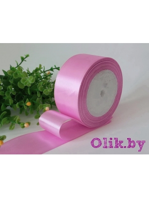 Лента атласная 4 см, розовый №93, 23 м