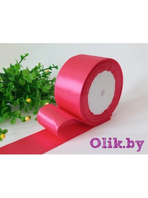 Лента атласная, 4 см, розовая пенка №134, 23 м