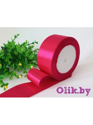 Лента атласная 4 см, фукси №130, 23 м