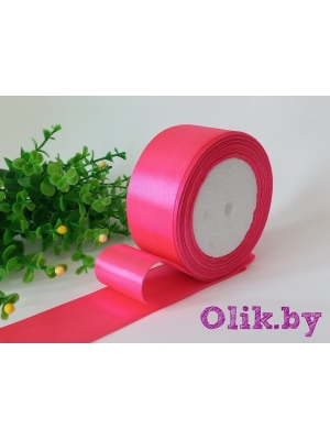 Лента атласная 4 см, ярко-розовый №014, 23 м