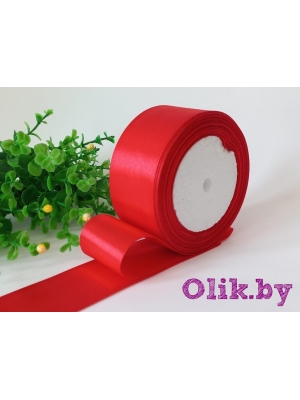 Лента атласная 4 см, красный №026, 23 м