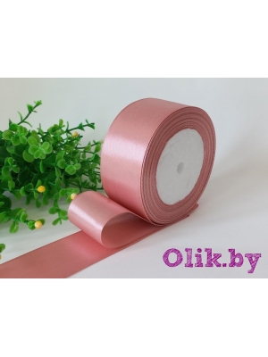 Лента атласная, 4 см, дымчато-розовый №146, 23 м