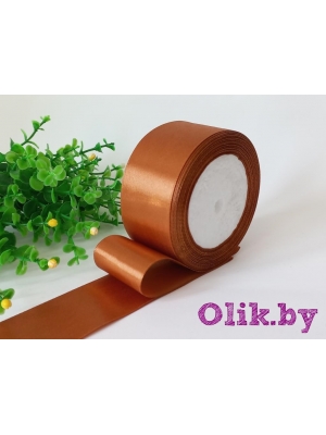 Лента атласная 4 см, коричневый, 23 м
