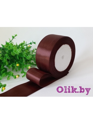 Лента атласная 4 см, шоколадный №70, 23 м