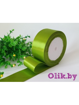 Лента атласная 4 см, фисташковый №184, 23 м