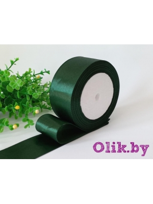 Лента атласная 4 см, темно-зеленый №049, 23 м