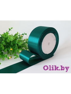 Лента атласная 4 см, темно-зеленый №126, 23 м
