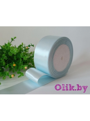 Лента атласная, 4 см, светло-голубой, 23 м