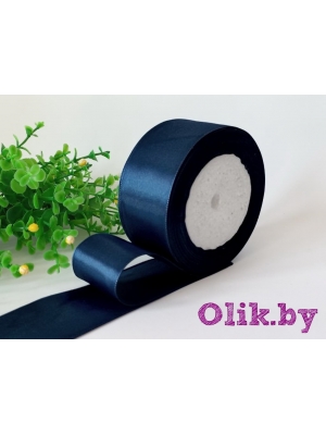 Лента атласная 4 см, темно-темно-синий, 23 м