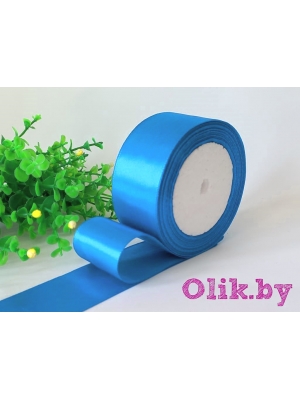 Лента атласная 4 см, голубой №020, 23 м