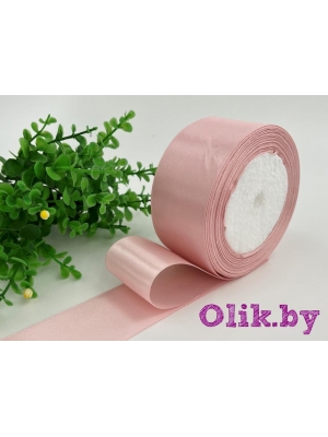 Лента атласная 4 см, розовый пастельный, 23 м