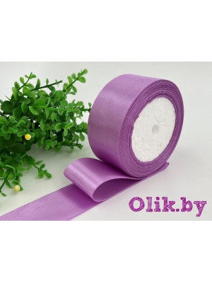 Лента атласная, 4 см, сиреневый №113, 23 м