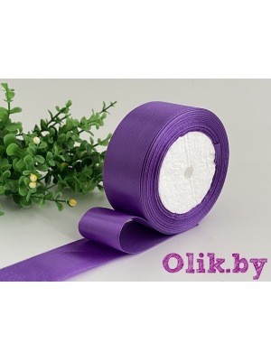 Лента атласная, 4 см, аметистовый, 23 м