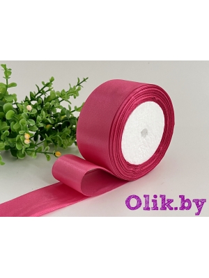Лента атласная, 4 см, темно-розовый, 23 м