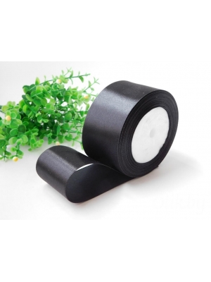 Лента атласная 5 см, черный, 23 м