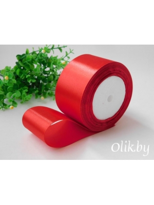 Лента атласная 5 см, красный, 23 м