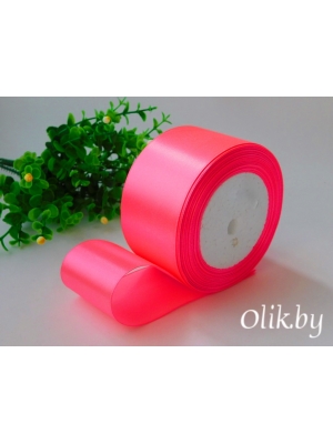 Лента атласная 5 см, ярко-розовый №014, 23 м
