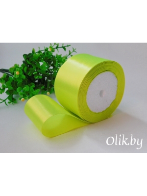 Лента атласная 5 см, лимонный, 23 м