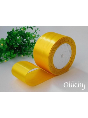 Лента атласная 5 см, желтый №132, 23 м