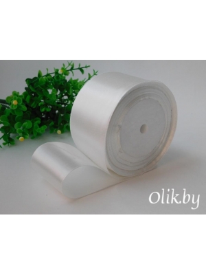 Лента атласная 5 см, молочный, 23 м