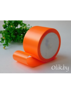 Лента атласная 5 см, ярко-оранжевый №022, 23 м