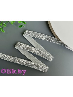 Лента бархатная с люрексом 1см (серебро)