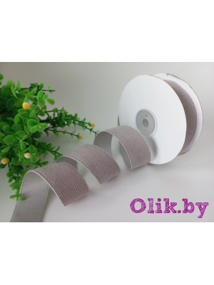 Лента вельвет/атлас 2,5 см, серый №14, 1 м