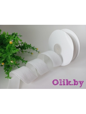 Лента вельвет/атлас 2,5 см, белый №1, 1 м