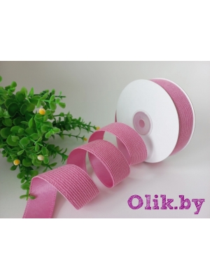 Лента вельвет/атлас 2,5 см, розовый №25, 1 м
