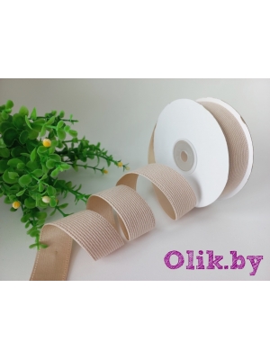 Лента вельвет/атлас 2,5 см, бежевый №2, 1 м
