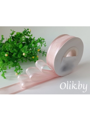 Лента органза с атласными краями 2,5 см, пепельно-розовый №41