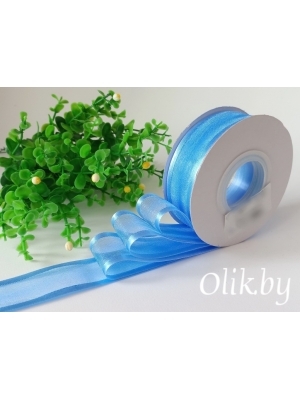 Лента органза с атласными краями 2,5 см, синий