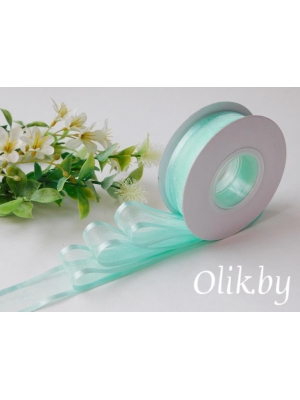 Лента органза с атласными краями 2,5 см, аквамариновый