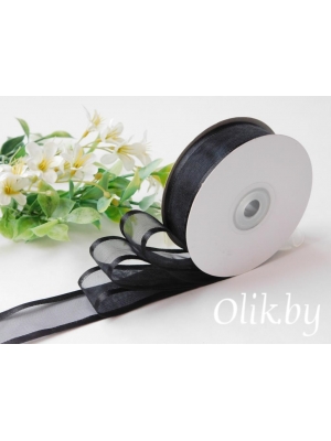 Лента органза с атласными краями 2,5 см, черный 