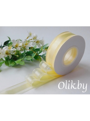 Лента органза с атласом 2,5 см, бежевый