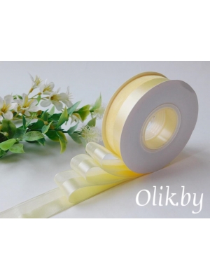 Лента органза с атласом 2,5 см, бежевый